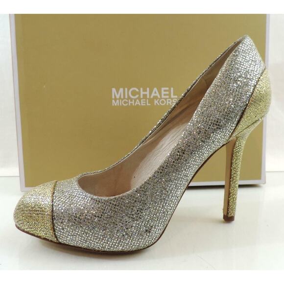 Women's Shoes Michael Kors Sinclair Pump Cap Toe Stiletto Heels Silver Size 7.5 - Picture 2 of 8